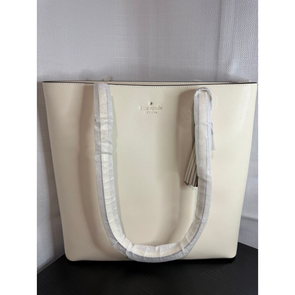 Kate Spade Large Saffiano Leather Tote — Cream/Ivory NWT